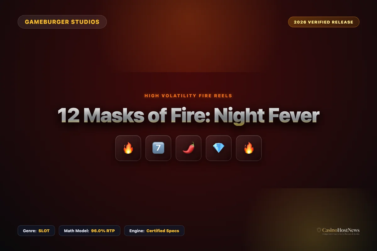 12 Masks of Fire: Night Fever online slot review and verified math model by gameburger studios