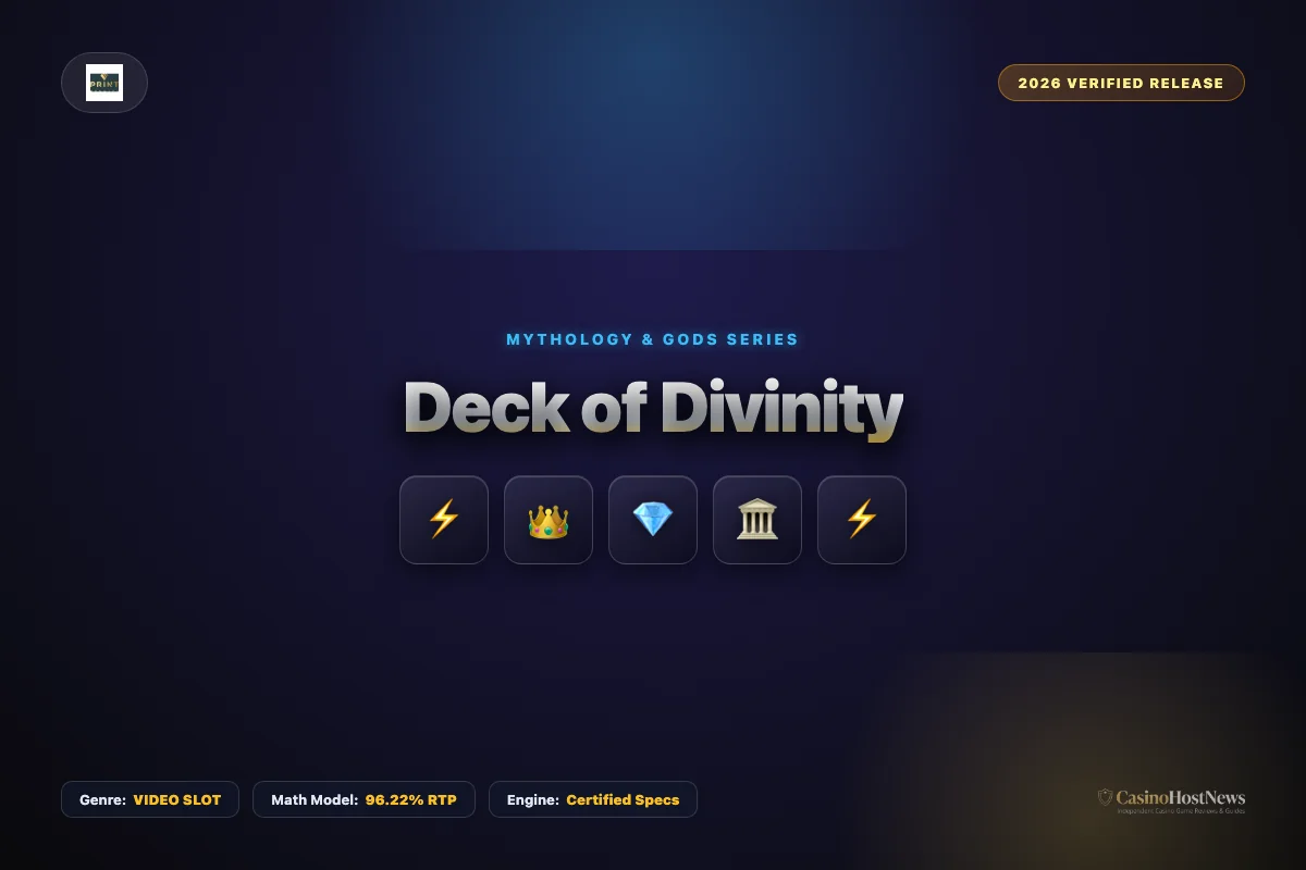 Deck of Divinity online slot review and verified math model by print studios