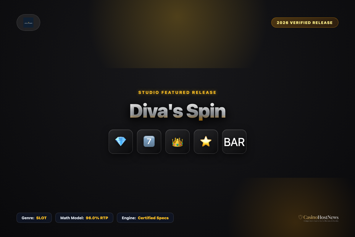 Diva's Spin online slot review and verified math model by apollo games